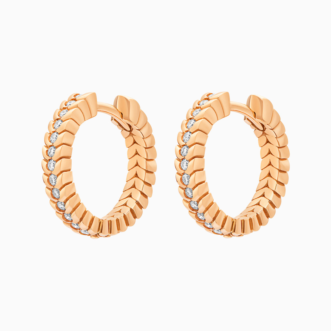 Diamond Alloro Hoop Earrings, Rose Gold