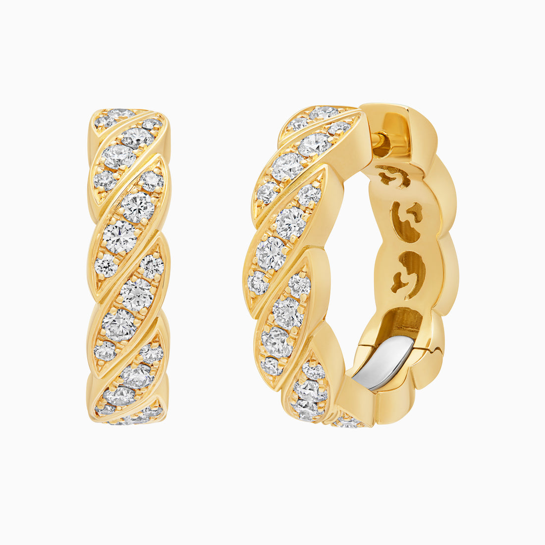 Diamond Onda Earrings, Yellow Gold