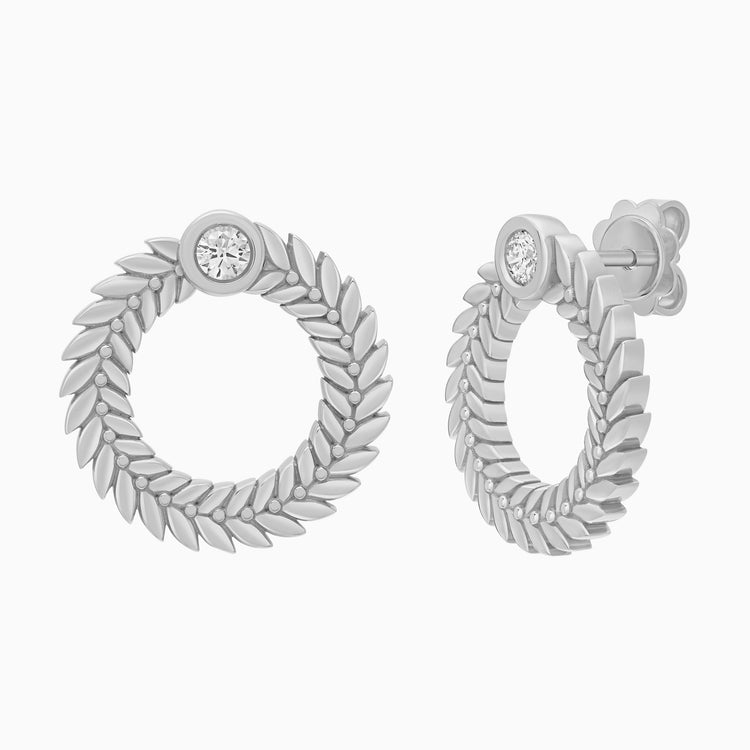 Diamond Alloro Large Hoop Earrings, Platinum