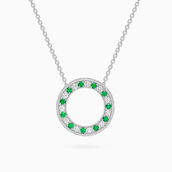 Diamond Torrini Classic Necklace with Emeralds, Platinum