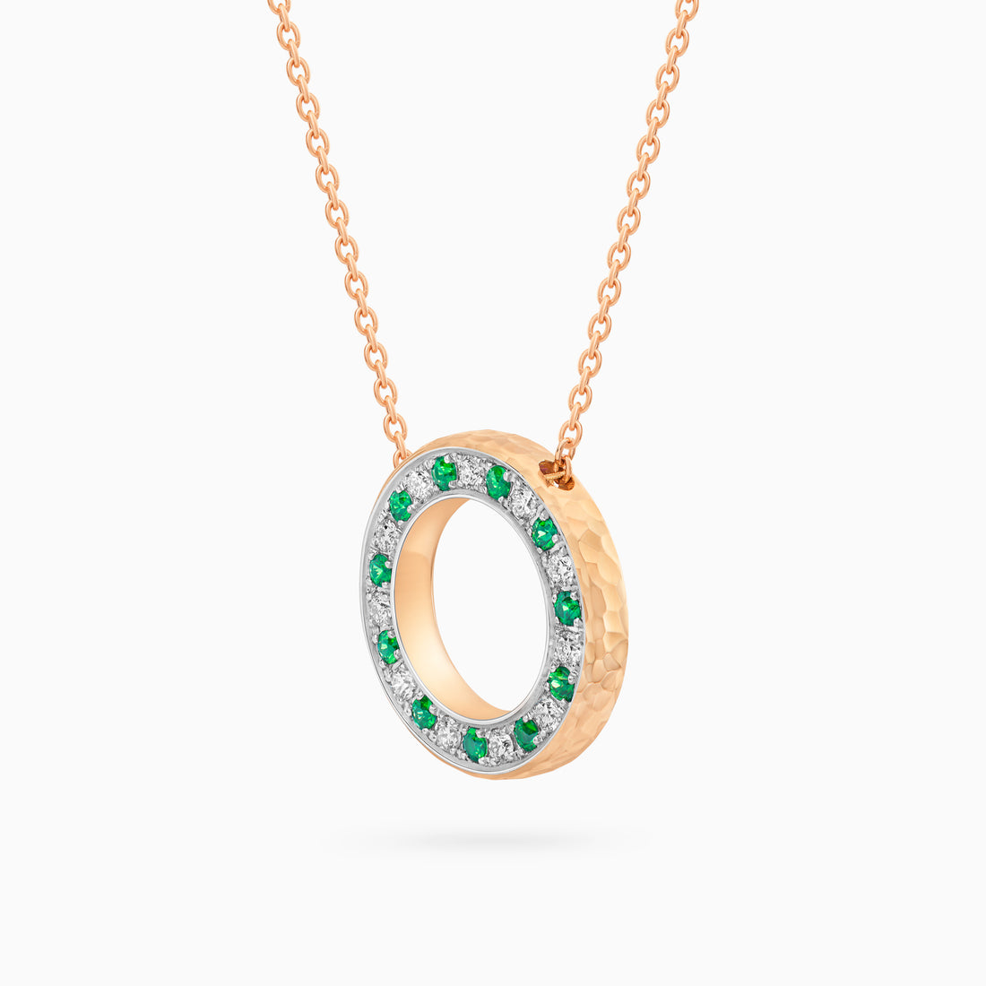 Diamond Torrini Classic Necklace with Emeralds, Rose Gold