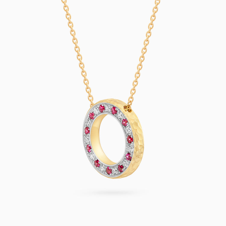 Diamond Torrini Classic Necklace with Rubies, Yellow Gold
