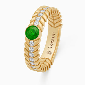 Emerald Alloro Big with diamonds, yellow gold
