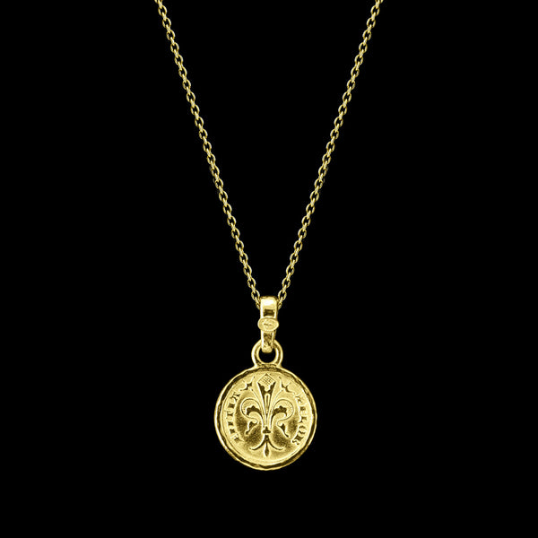 18kt Gold Florentine Coin Necklace – Quarter Florin