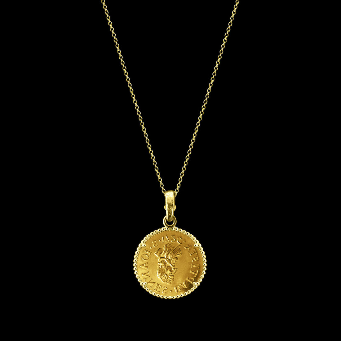 24kt Gold Florentine Coin Necklace – Mezzo Zecchino, reverse with Saint John the Baptist