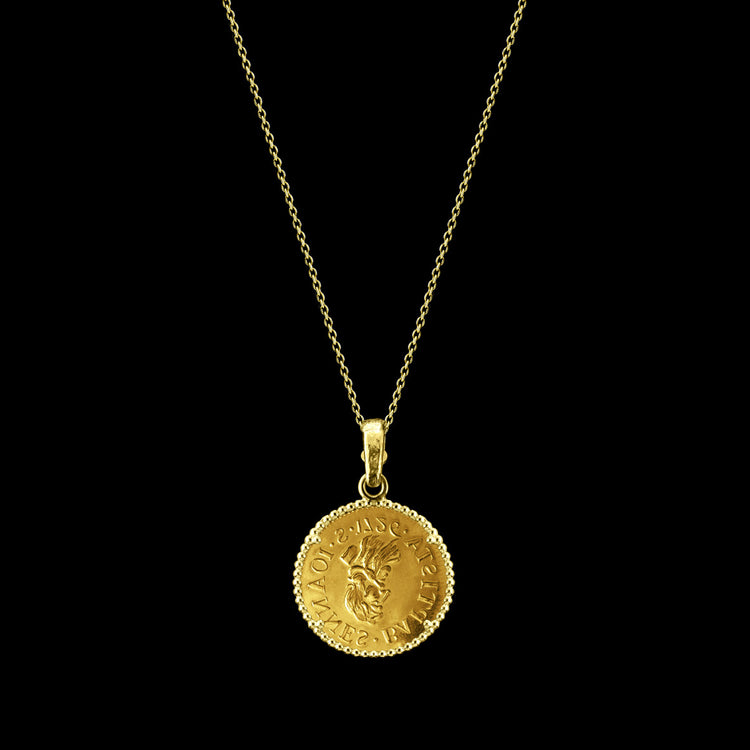 24kt Gold Florentine Coin Necklace – Mezzo Zecchino, reverse with Saint John the Baptist