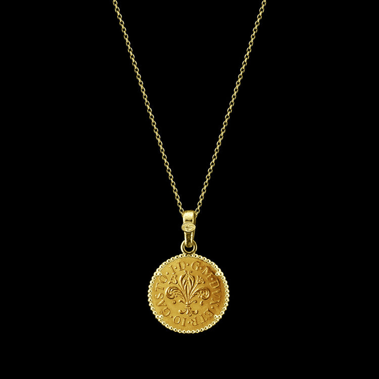 24kt Gold Florentine Coin Necklace – Mezzo Zecchino