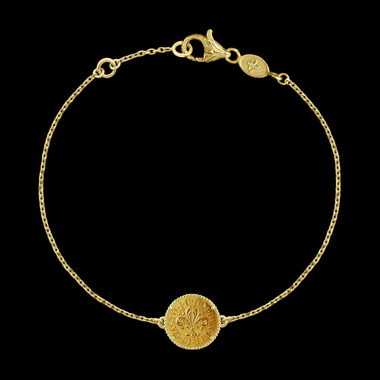 Florentine Gold Coin Bracelet Mono, Pure Gold