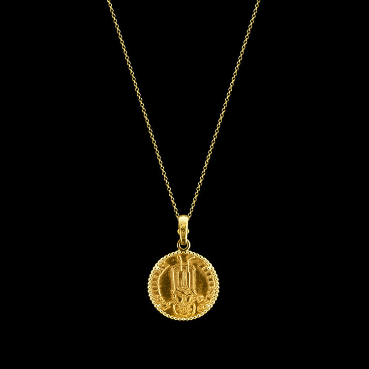 24kt Gold Florentine Coin Necklace – Quarter Florin, reverse with Saint John the Baptist
