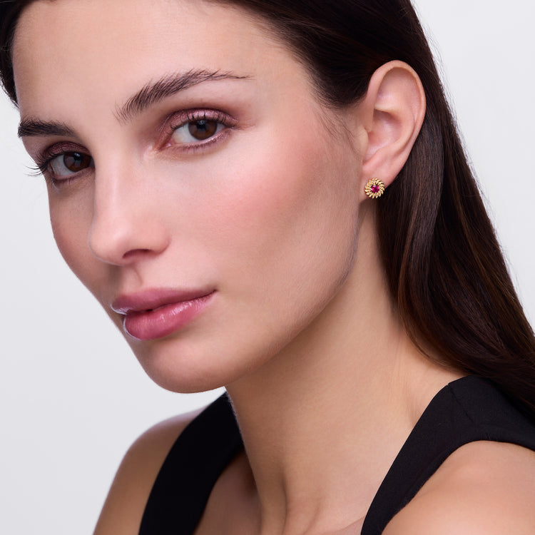 Ruby Alloro Stud Earrings, Yellow Gold