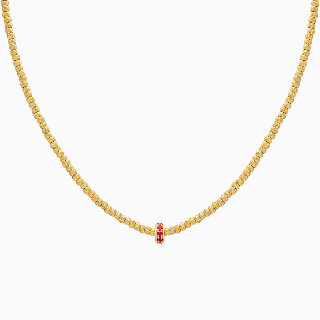 Ruby Botticelle Small Necklace – 1 Wheel, Yellow Gold
