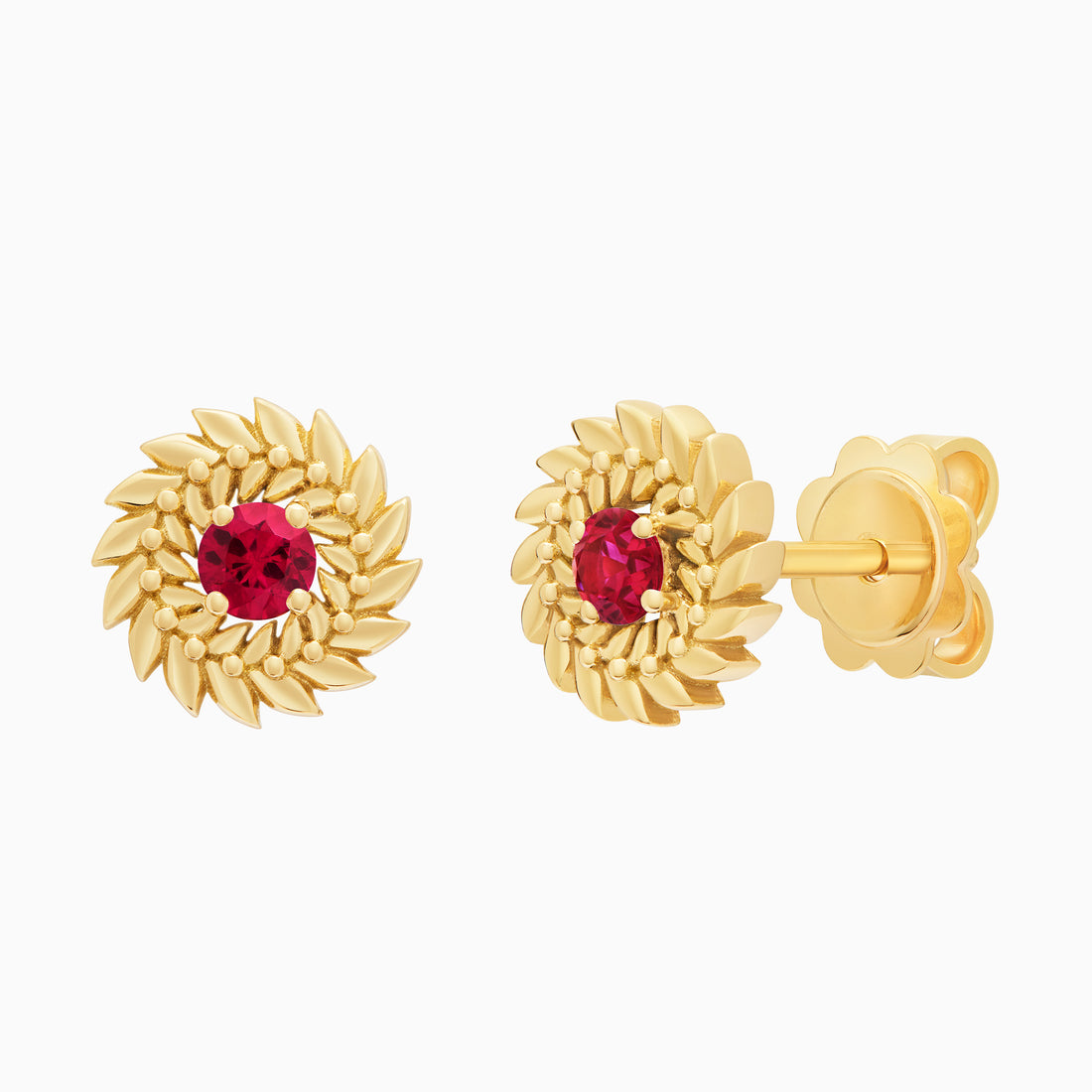 Ruby Alloro Stud Earrings, Yellow Gold