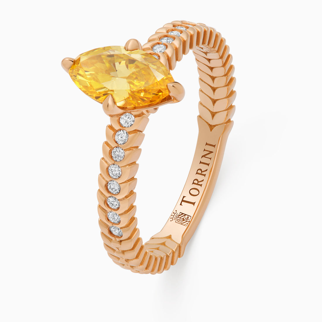 Yellow Diamond Alloro Griffe Marquise, rose gold