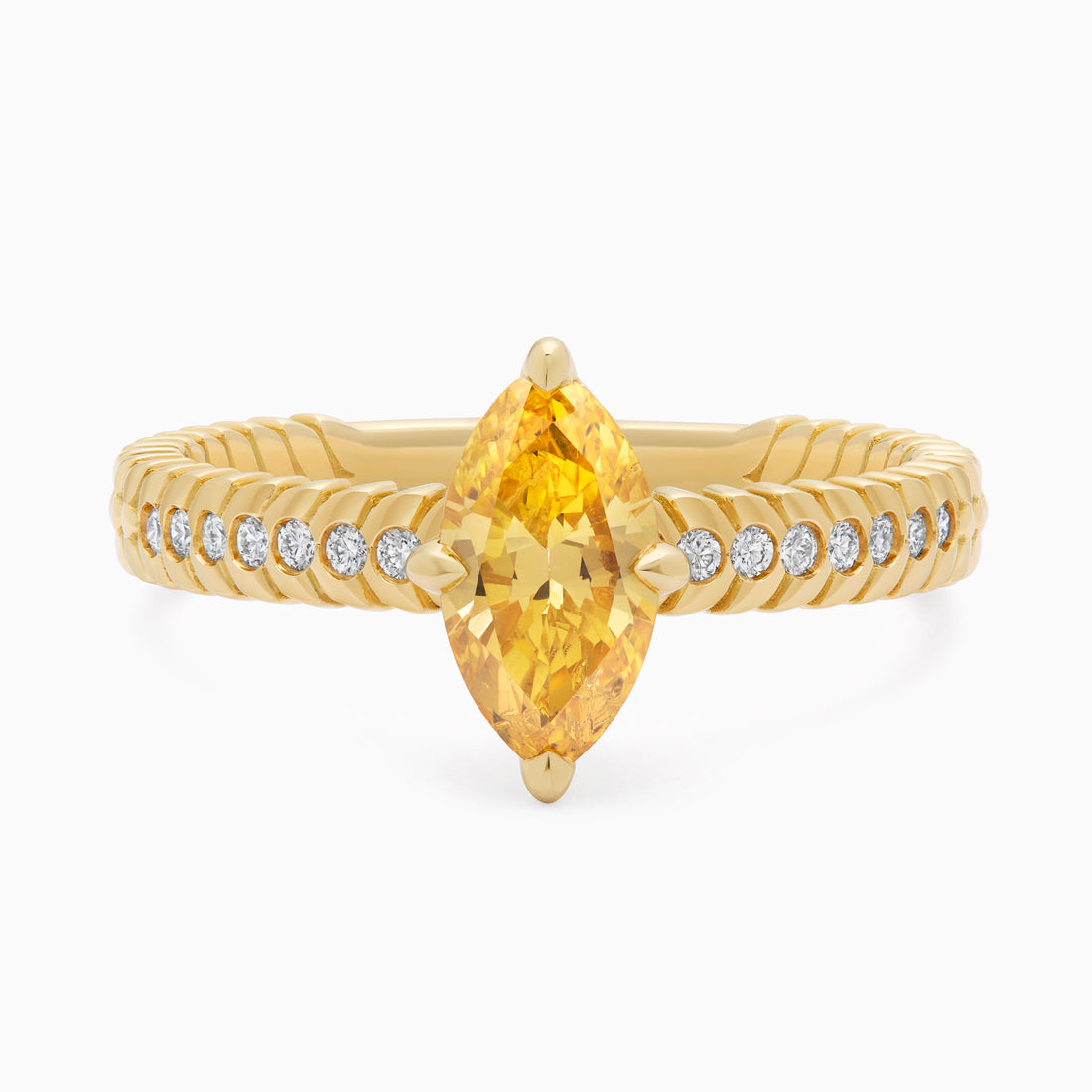 Yellow Diamond Alloro Griffe Marquise, yellow gold